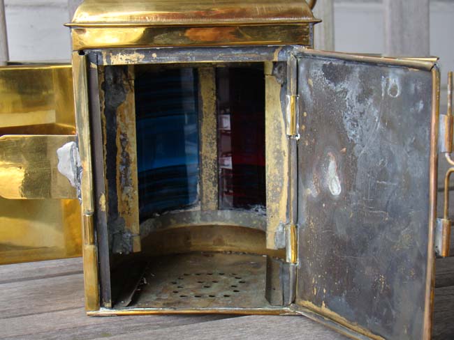 An antique brass Combination Port and Starboard Running Lamp circa 1900 — image 3